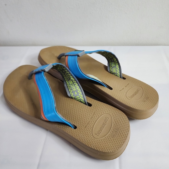 HAVAIANAS Urban Tech Blue Orange Flip Flop Sandals Men's 9/10 - Picture 2 of 7